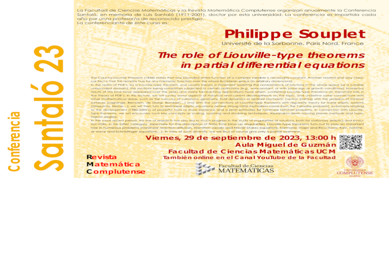 Conferencia Santaló 2023: Philippe Souplet